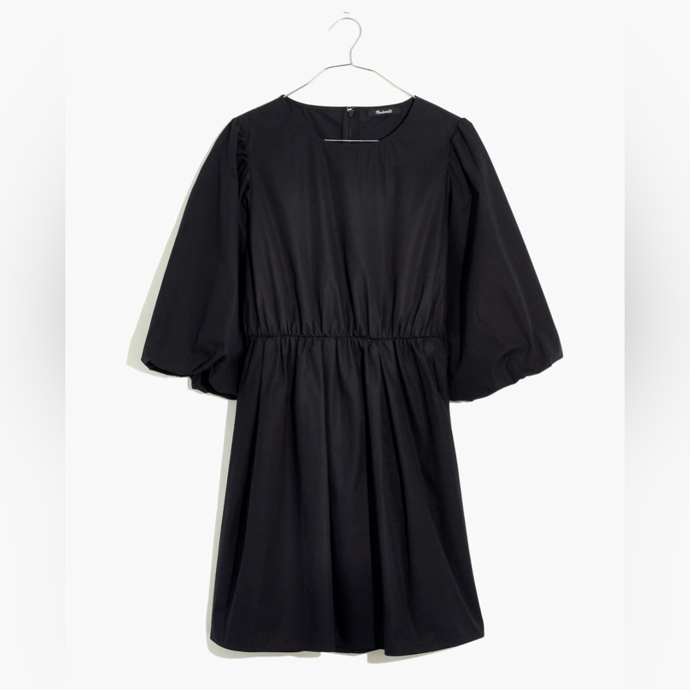 Madewell Poplin Crewneck Bubble-Sleeve Mini Dress, Size 2 - Picture 4 of 14